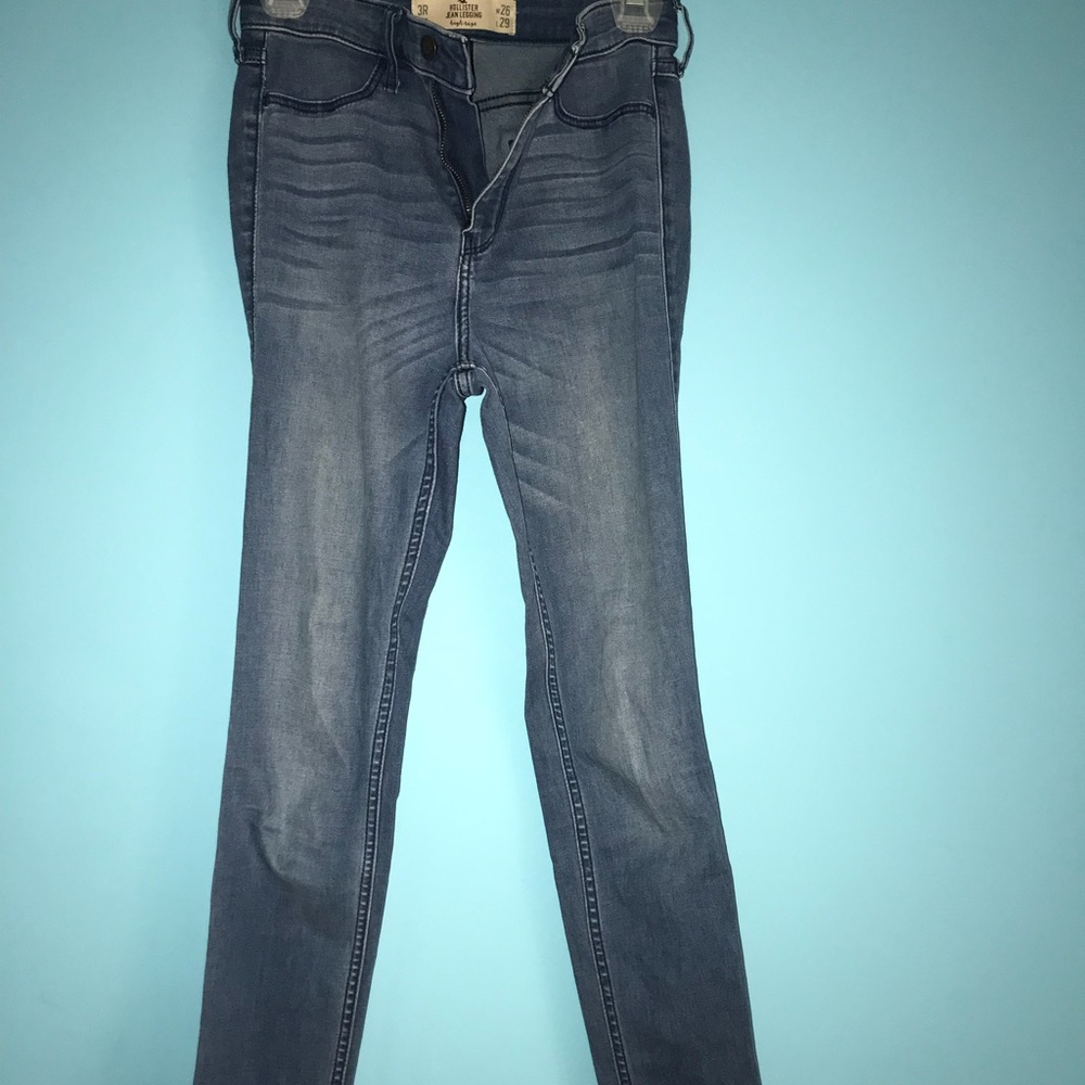 Blue high rise jeans leggings